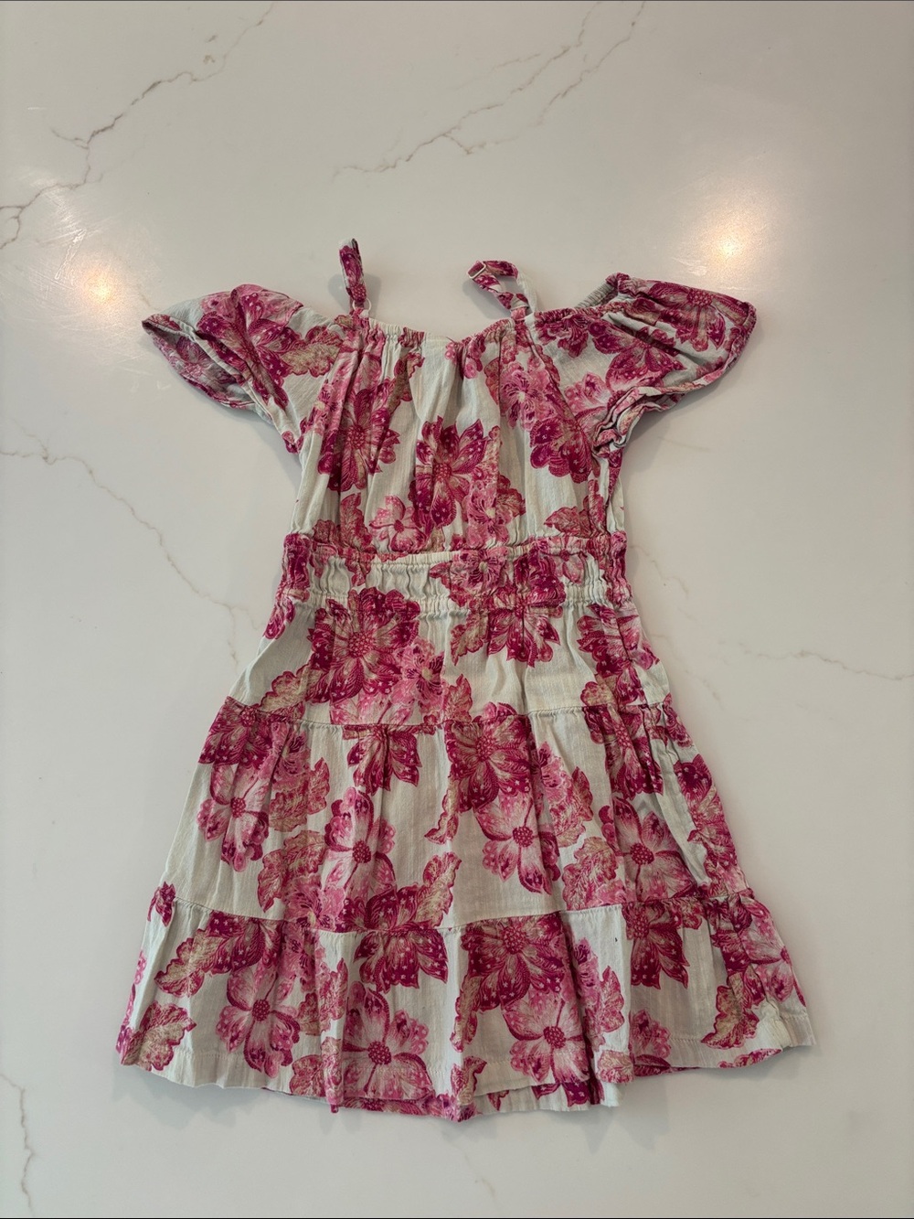 Old Navy Pink Floral Off-Shoulder Tiered Dress